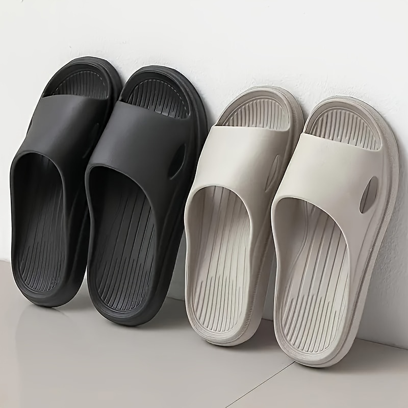 

Men's Solid Eva Slides, Non Slip Quick-drying Open Toe Slippers For Indoor Walking And Shower