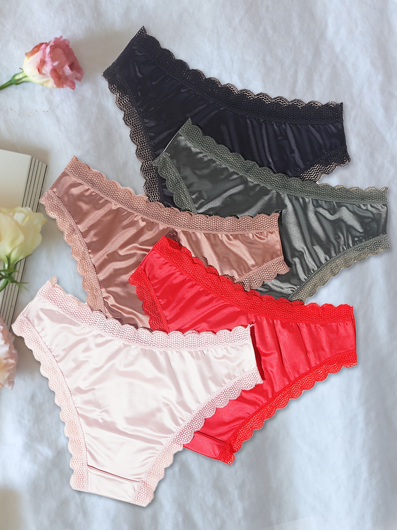 conjunto piezas bragas bajas mujer relleno encaje seda Temu Spain