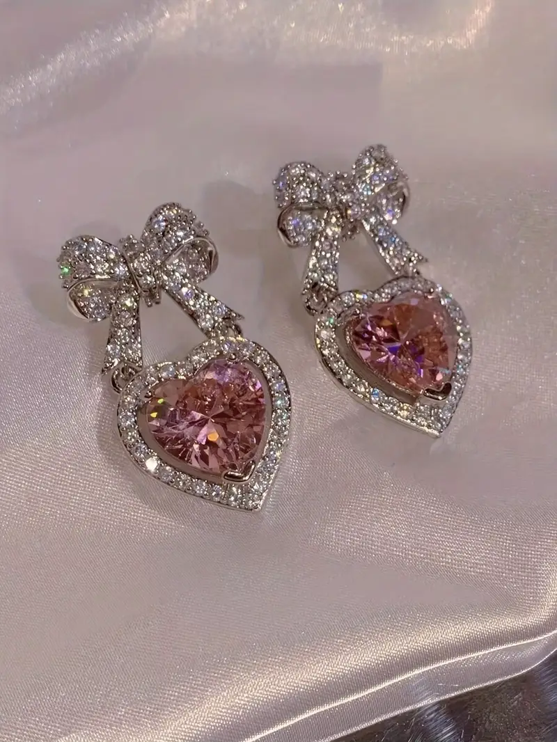 heart drop dangle earrings for women silver plated alloy accents ideal for versatile for details 6