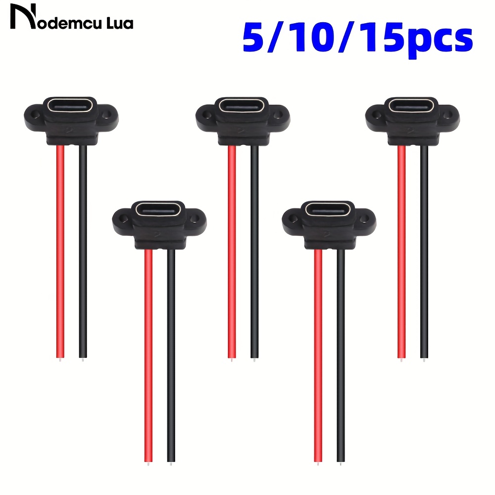   5/10/15 шт. промислові електричні клемні блоки, пласкі чорні type-c female chassis 2-pin type-c female socket connector charging port, промислові електричні докові термінали, 3a usb-c зарядний пристрій Опис товару 0