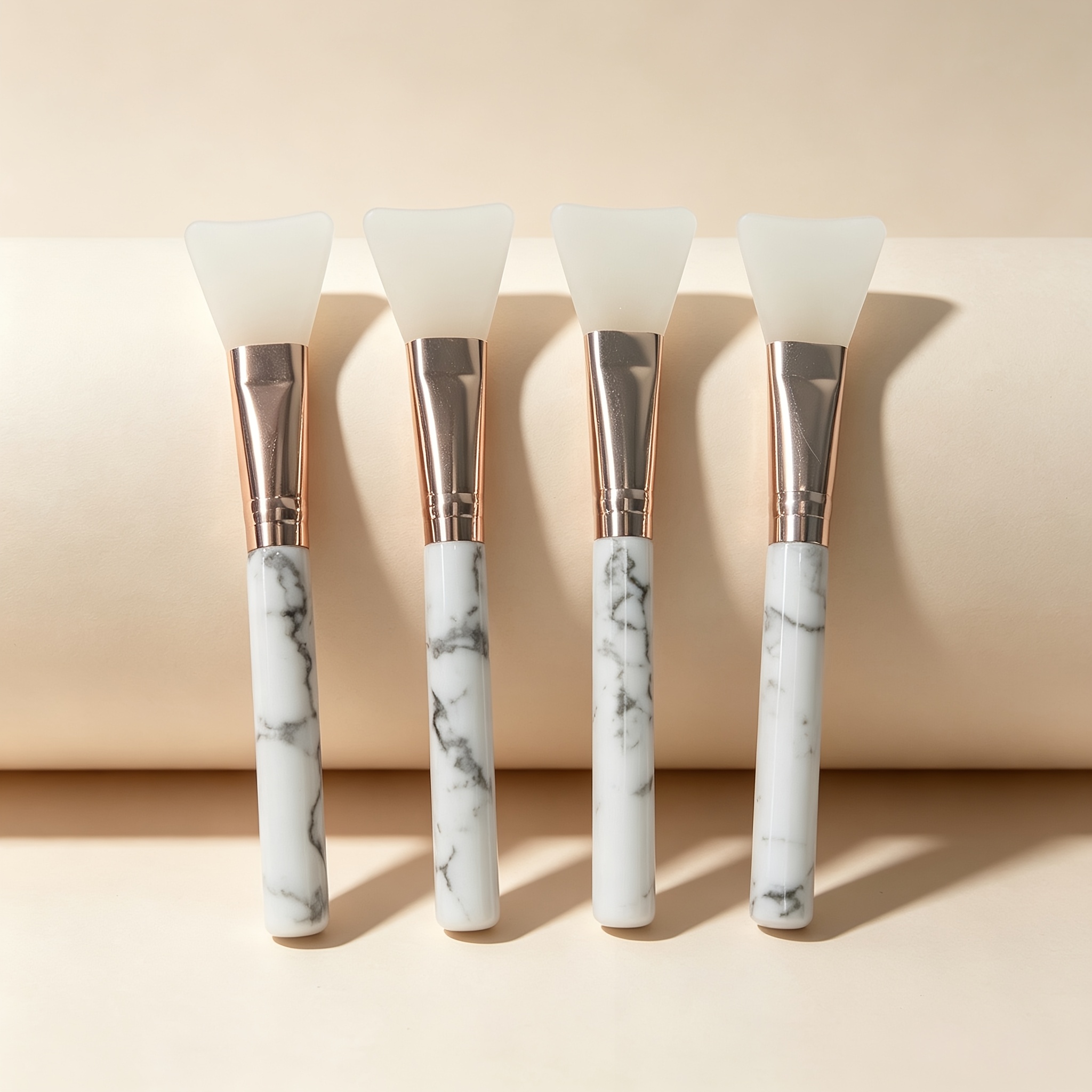 TEMU 4pcs Silicone Mask Brushes, Marble Handle Mud Mask Applicators, Soft Silicone Facial Spatulas For Clay Mask Tools