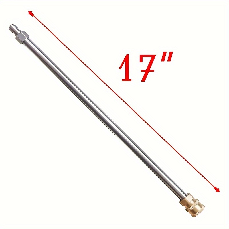 

High Pressure Water Gun Extension Rod Quick Plug 17 Inch Stainless Steel Extension Rod 1/4 Male And Female Quick Connection Extension Rod