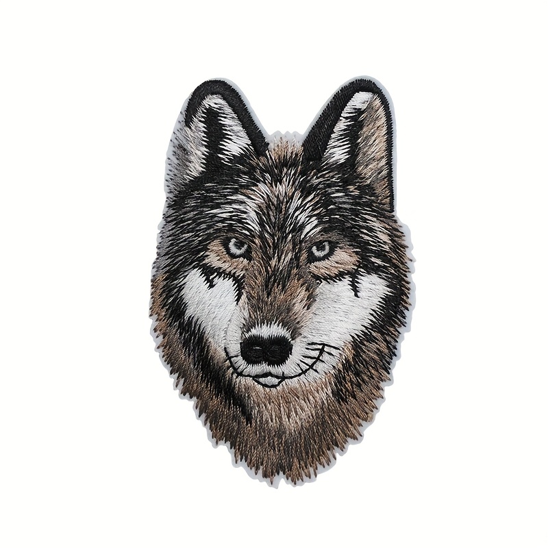 TEMU 1pc Wolf Head Embroidery Hot Melt Adhesive Patch For Clothing, Bags, And Decorative Patches