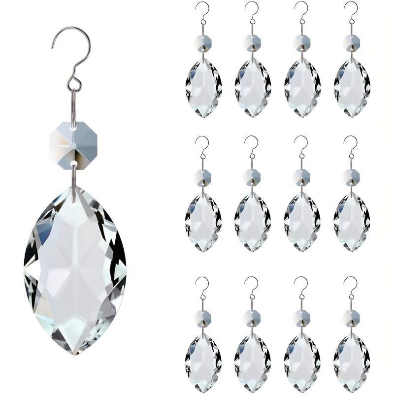 Image of 12pcs Glass Crystal Chandeliers Replacement Parts Suitable For Chandeliers, Christmas Trees, Wedding Party Decorations