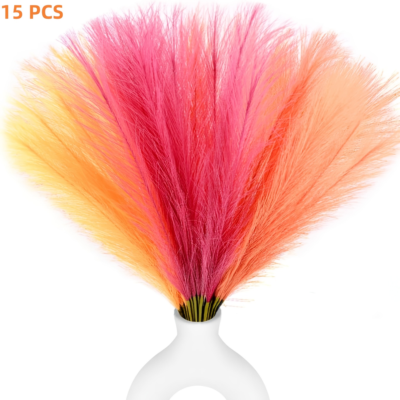 15pcs Faux Pampas Grass Decor, 22inch Short Artificial Grass Fluffy Fake Pompas Branches Vase Filler Flower Arrangement For Home Party Outdoor Wedding Decor