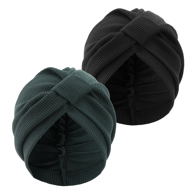 TEMU 2 pièces Lot de Foulard Carré Épais en Printemps/Automne Chapeau Indien Turban Ethnique