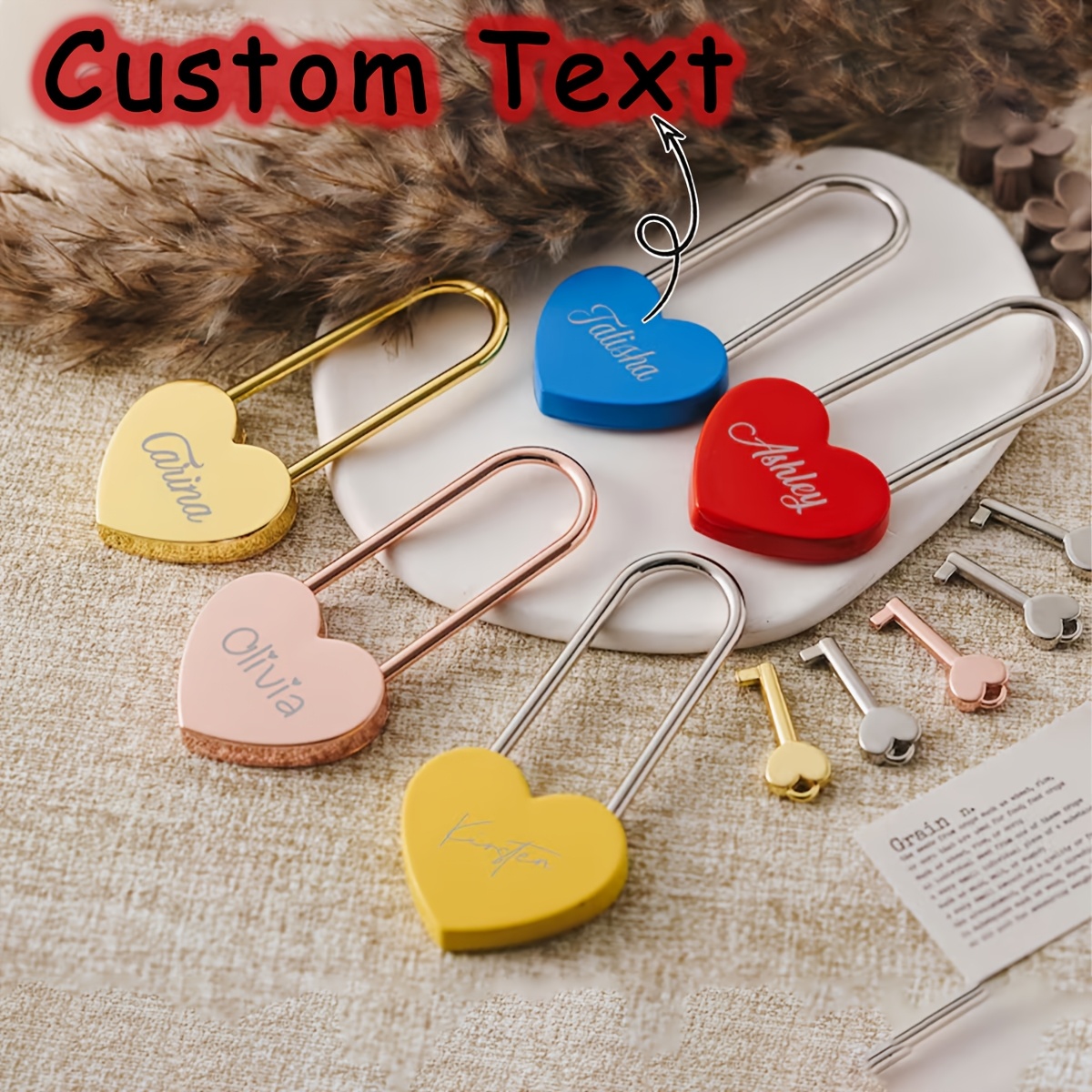 Custom Engraved Heart-Shaped Chain Padlock