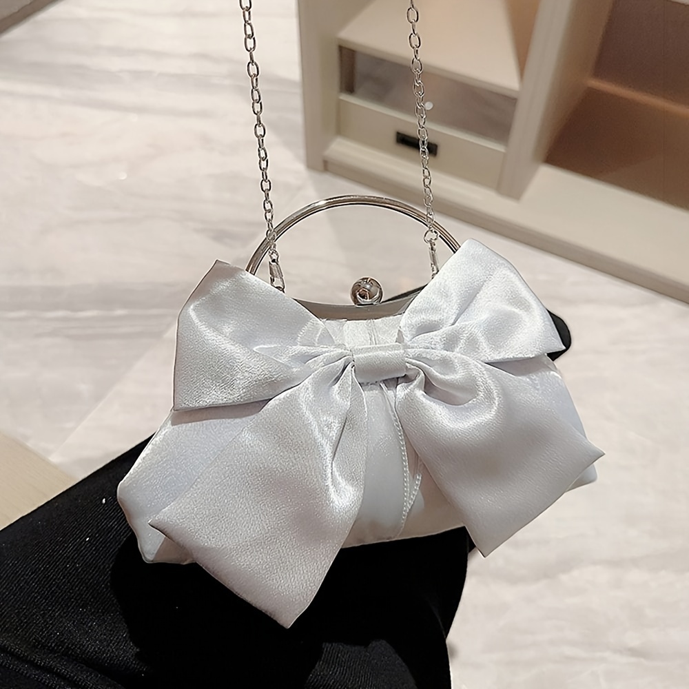 

Elegant Women's Evening Clutch Bag, With Large Bow Accent, Chic Handbag For Parties And Events