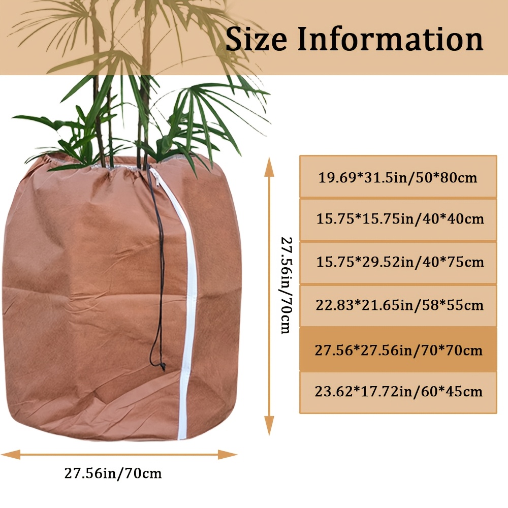 2pcs Plant Winter Protection Cover, Flower Pot Protection Bag - Frost-proof Pot Plant Cover With Drawstring And Zipper, Suitable For Winter Outdoor Fruit Trees, Potted Plants, Shrubs, Multiple Sizes
