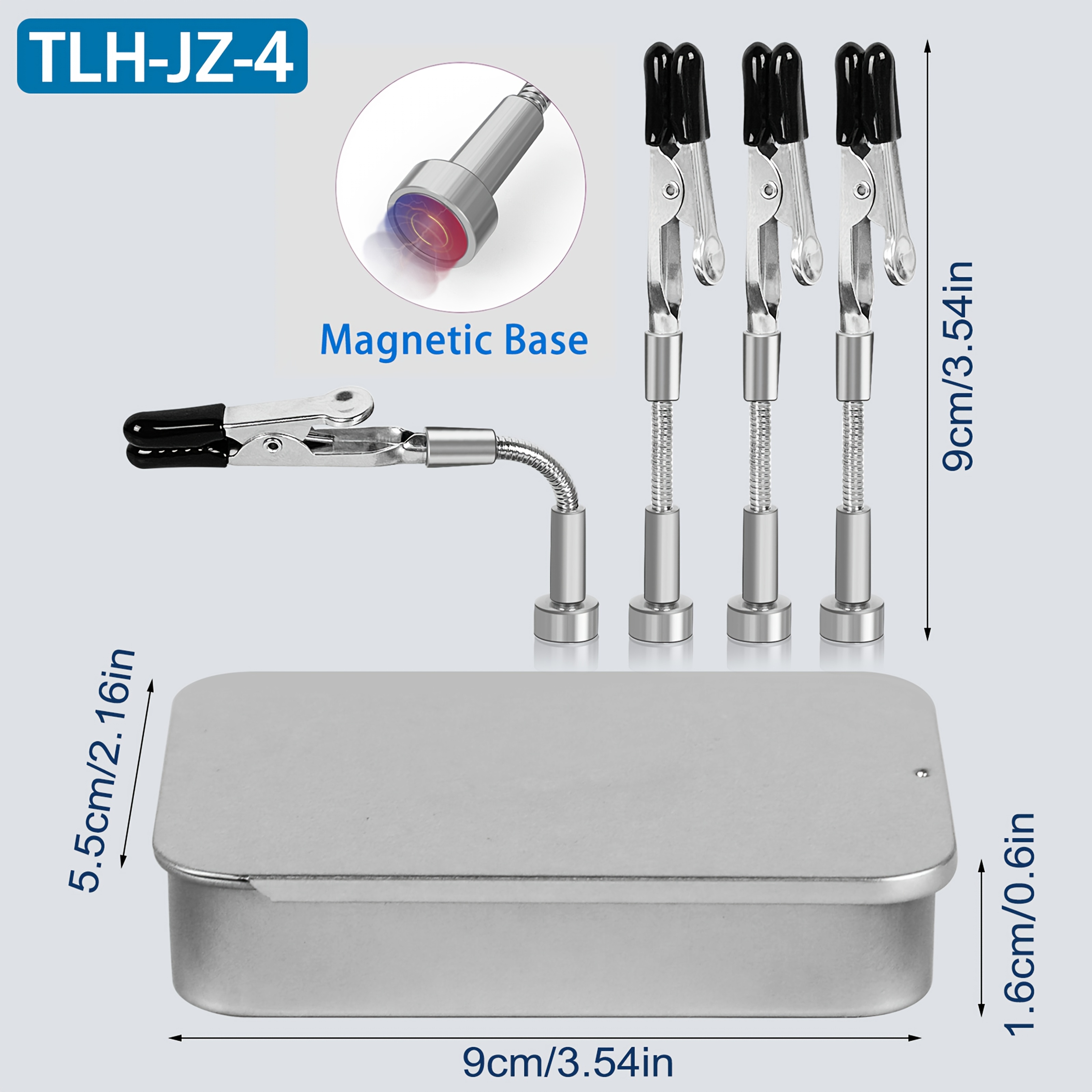TEMU Magnetic Helping Tool, Soldering With Metal Flexible Arms, Alligator Clip, Metal Storage Box, Pcb Clamp Holder For Electronics Repair, Jewelry