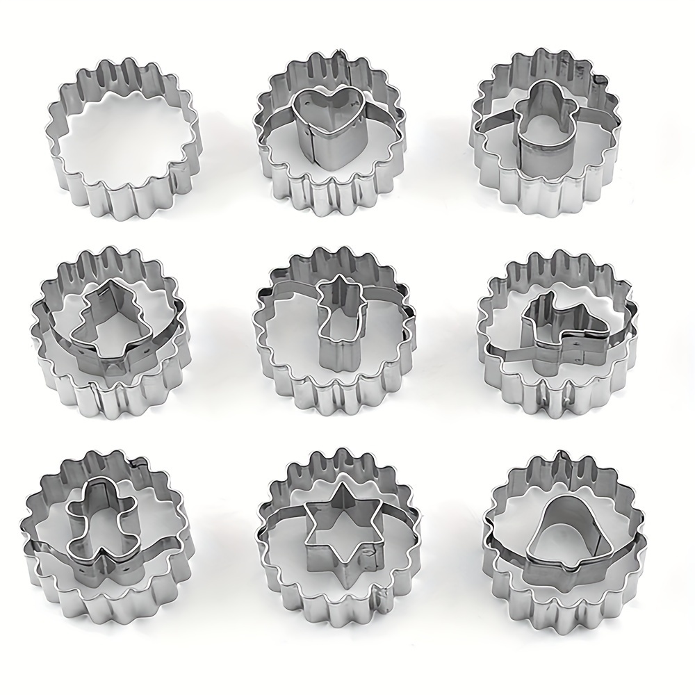 TEMU 9pcs Stainless Steel Cookie Cutter Set For Christmas & Holiday Parties - Baking And Decorating