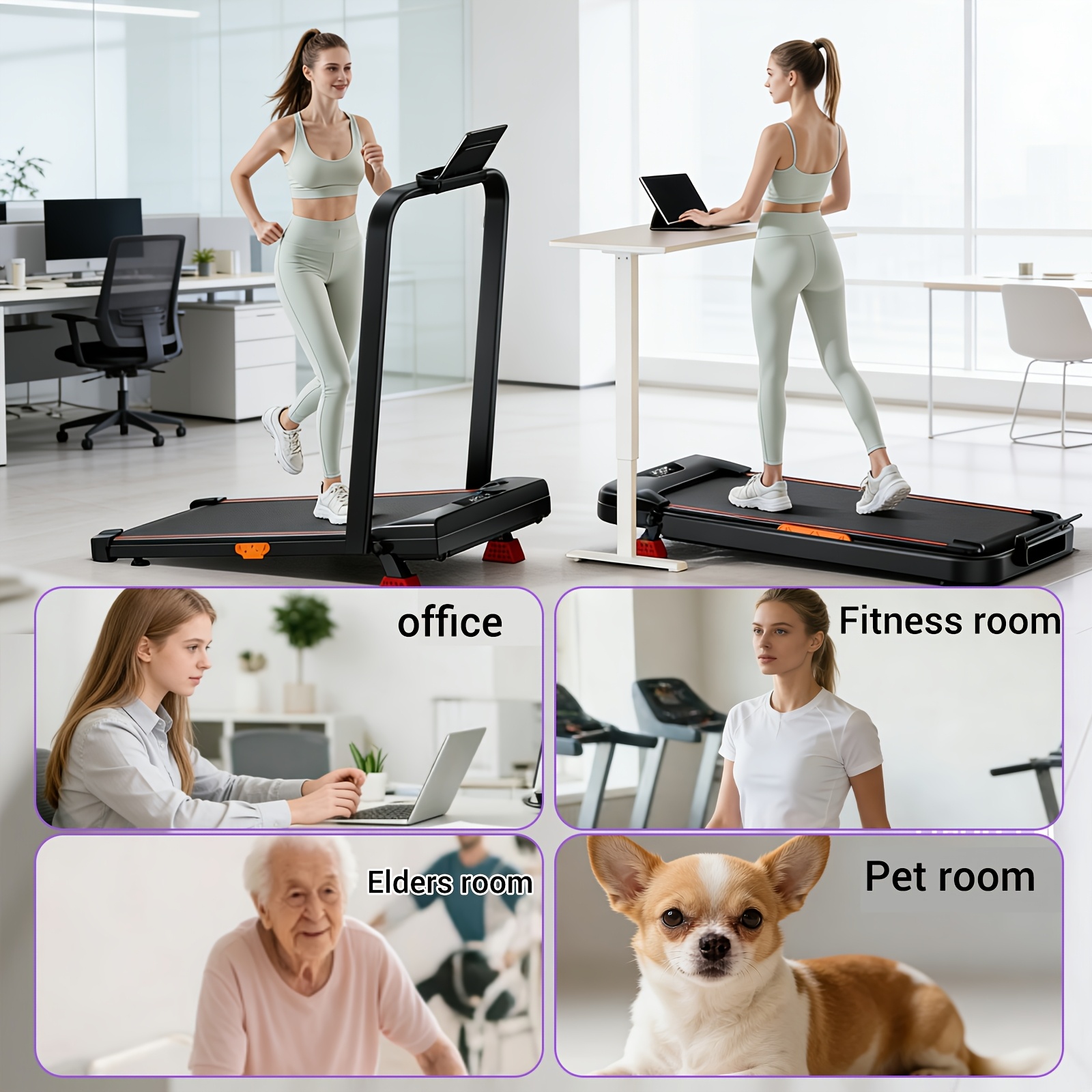 Folding Walking Pad with 14% Incline, 4-in-1 Under Desk Treadmill