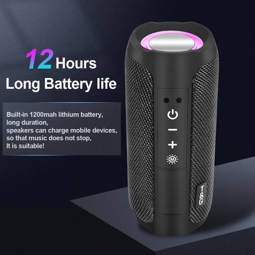 portable tg227 wireless speaker with led light bass subwoofer column boombox stereo loudspeaker support fm tf