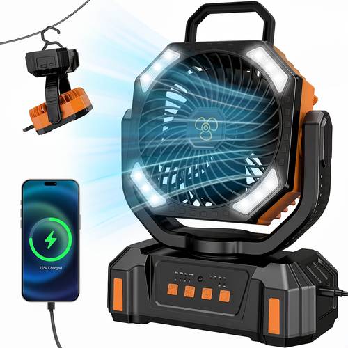 portable usb rechargeable outdoor camping fan lamp with head shaking remote control emergency suitable for tent fishing cooling tool battery for outdoor use long for power outages rv picnic parties