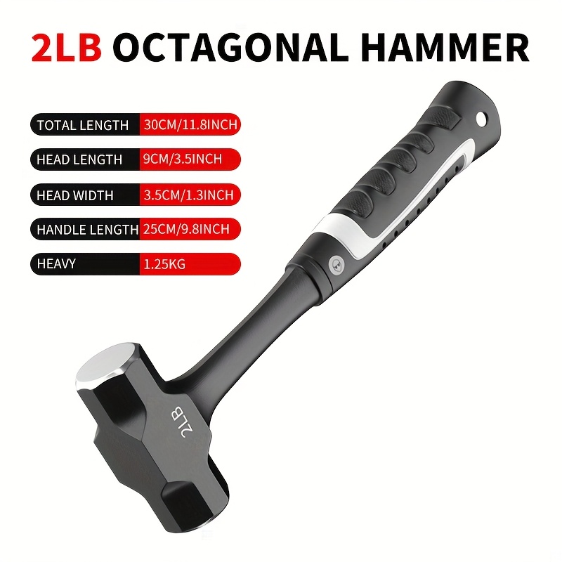 TEMU 2/3/4 Lb Heavy-duty Octagonal Hammer With Non-slip Handle - Professional Construction Tool, Conjoined For Stone, Masonry & - Metal For Building & ( & Diy) - Lb Weight