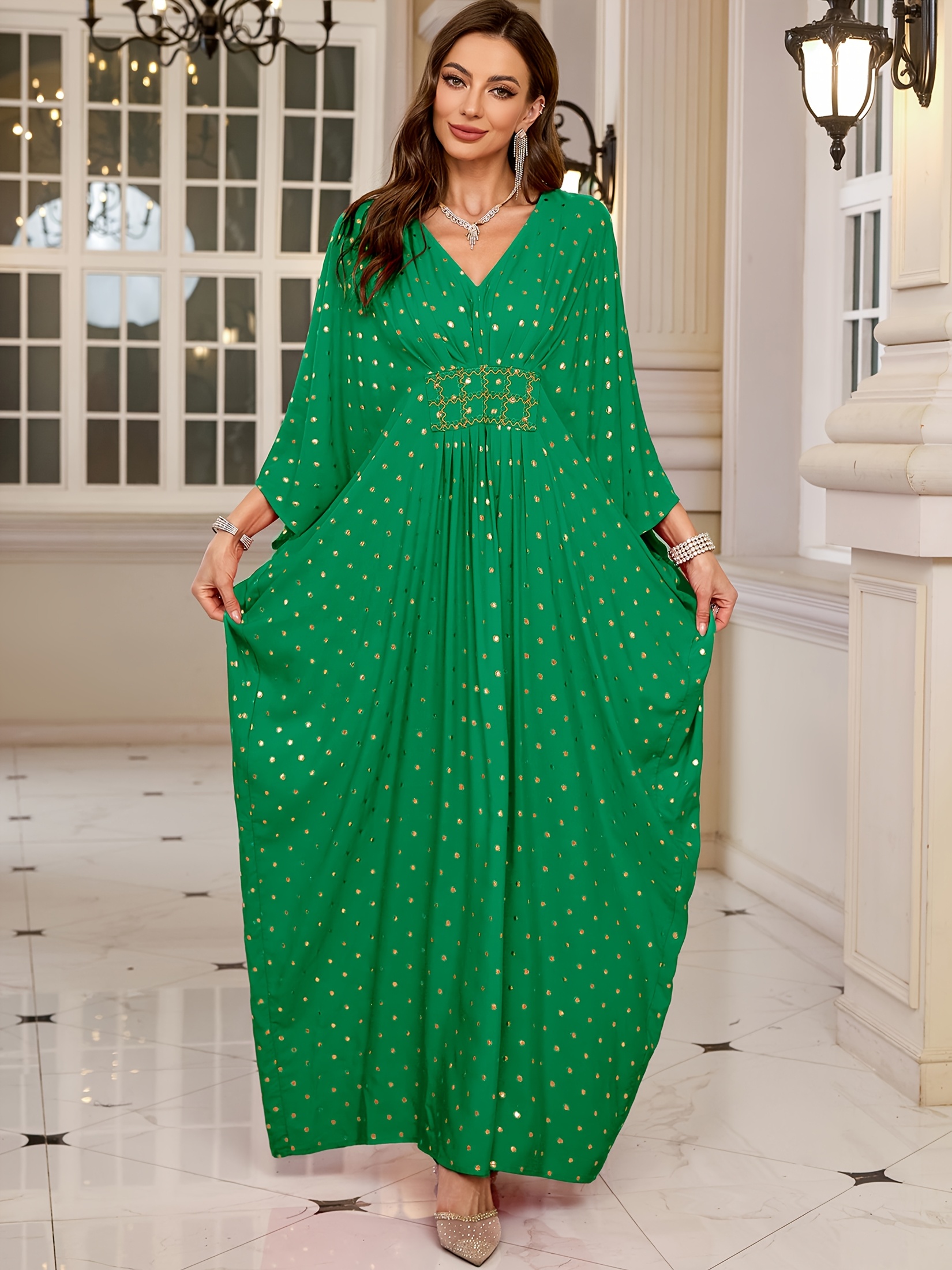knee length dresses for ladies Black Embroidered Fancy Long Sleeve Mermaid Hijab Henna Party Kaftan Dress