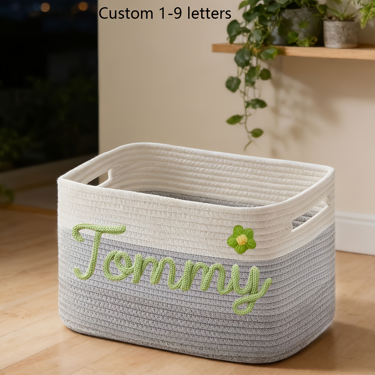 Personalized Two-Tone Storage Basket, Custom Household Organizer