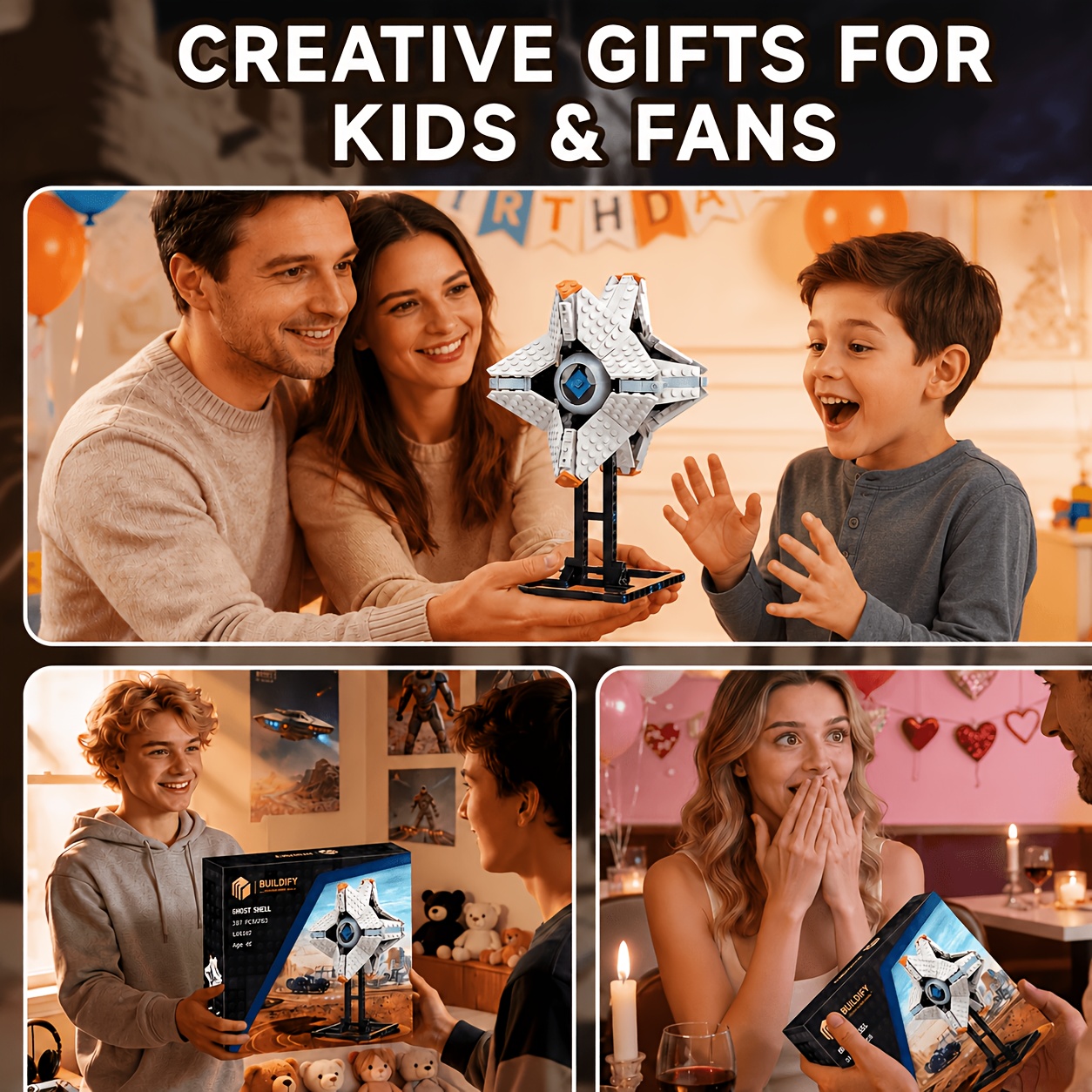 Ghost Shell Building Blocks Set, 377pcs Star Shaped Model with Display Stand