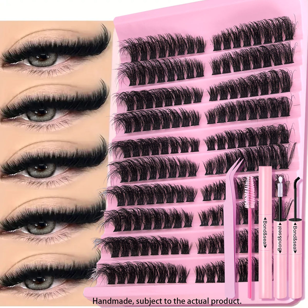 160pcs Clustered Eyelashes Set Grab Eyelash Extension C Long Single Eyelash Hybrid Tray Artificial Mink Eyelash Cluster Extension