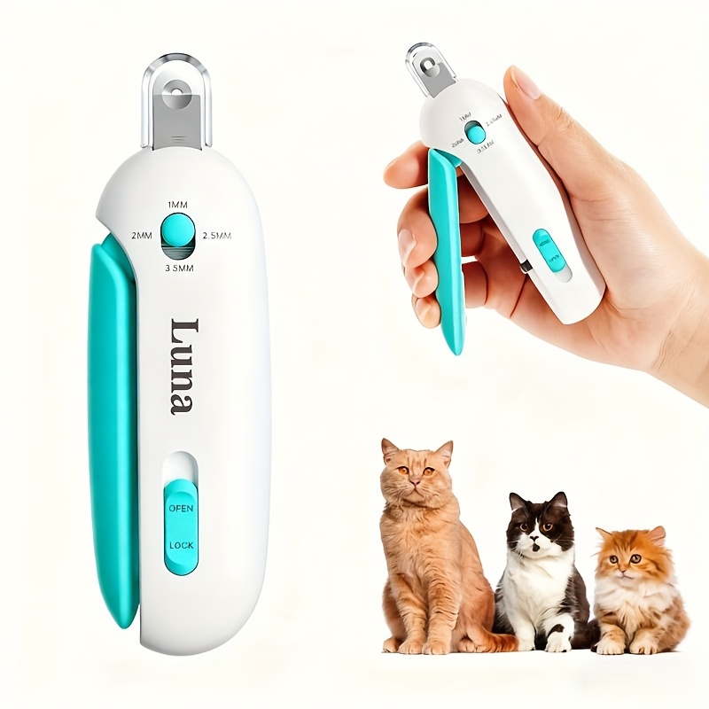 Cat Nail Clippers with 4 Adjustable Size Trimming Holes and a Hidden Nail File | Safe Nail Trimmers Suitable for Kittens and Indoor Cats | Splash-proof Claw Scissors for Cat Grooming