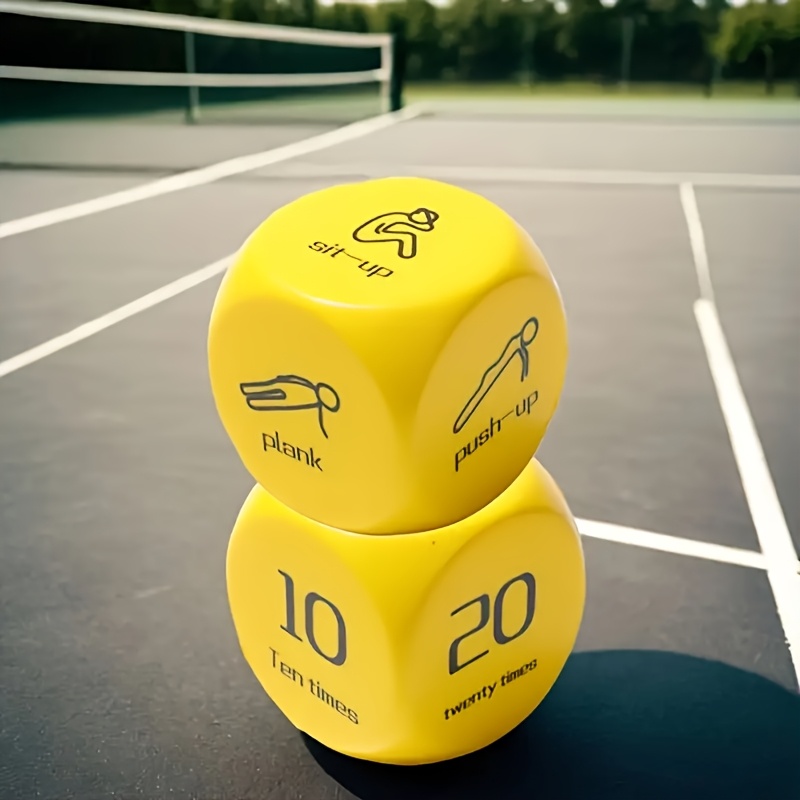 2 Fitness Dice, Exercise Dice with 6 Faces - Group Fitness and Sports Course Game - Includes Push-ups, Squats, Lunges, Jumps, Tighten Up and Pass Notes Portable Bag
