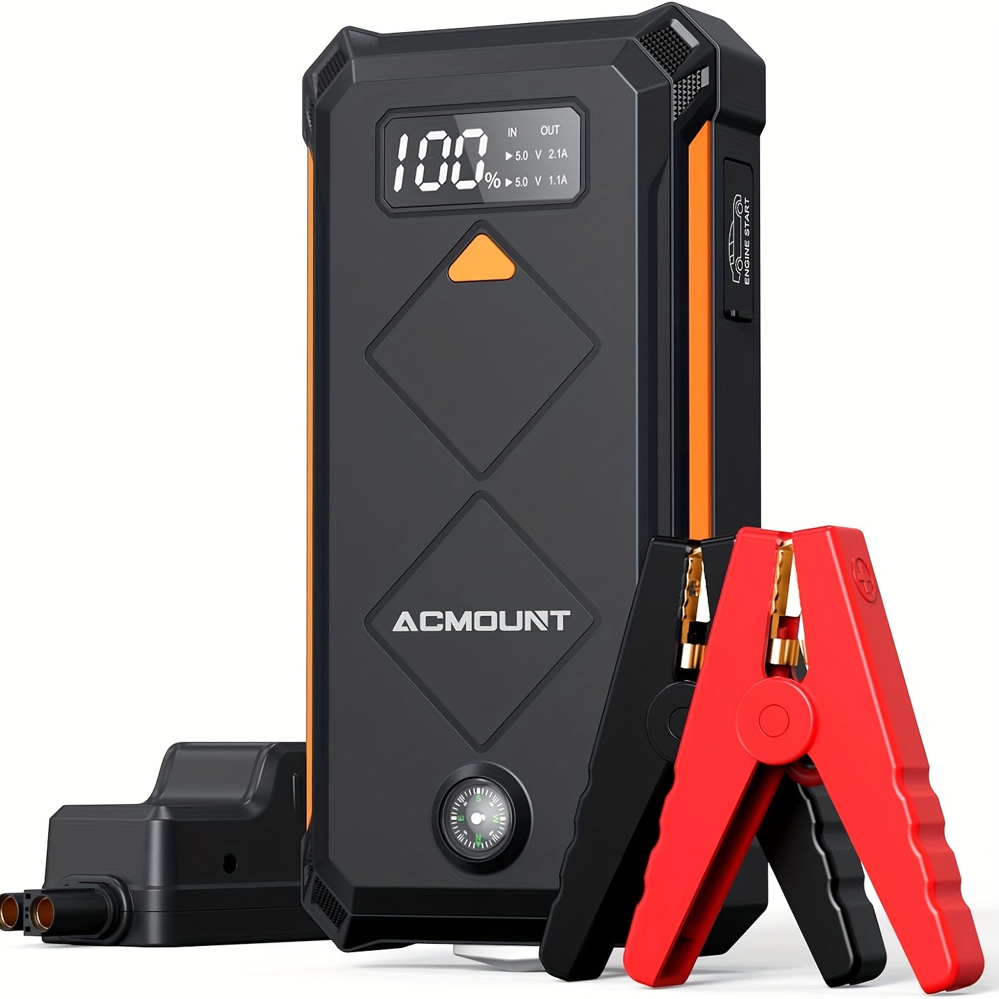 

Acmount 23800mah Jump Power Pack, 3000a Current, Portable 12v Battery Booster With Jump Leads, Led Flashlight, Usb Type-c, Rechargeable Lithium Polymer, For Gas & Diesel Vehicles Up To 10l