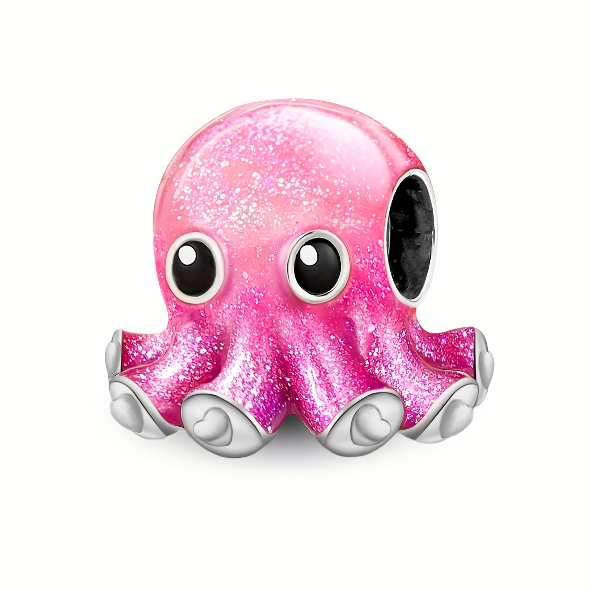 Image of 1pc Octopus Diy Bead, 925 Silver Plated Bead Fit Bracelet Bangle, Jewelry Making Accessories Birthday Valentine's Day Mother's Day Gift For Women