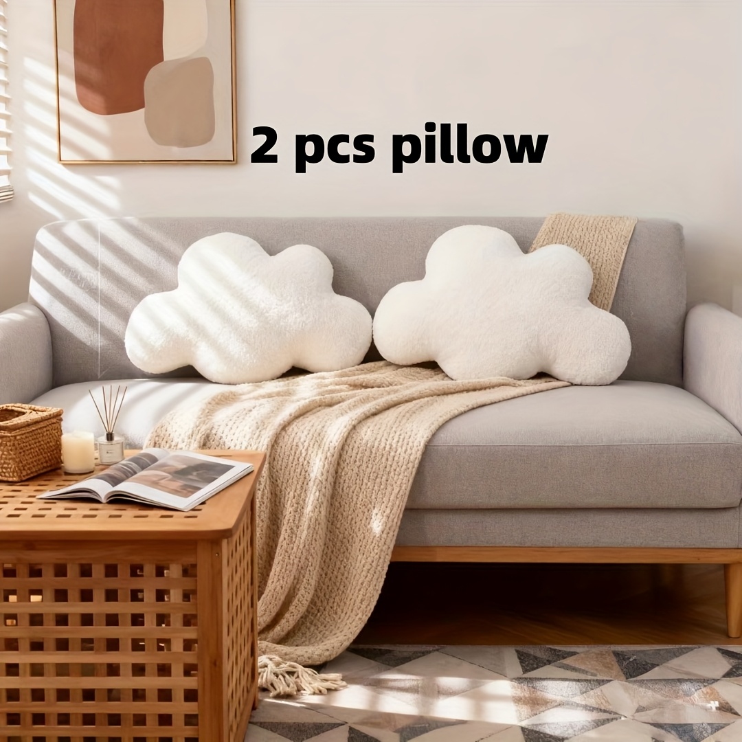 Large White Cloud-shaped Plush Pillow Cushion - Oversized Grey & White Cloud Bed Sofa Couch Decor, Machine-washable Stuffed Cushion With (53x37cm) For ' Room