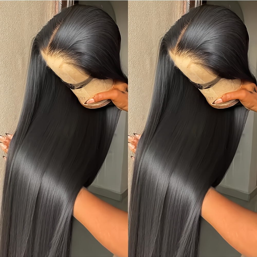 TEMU 13*4 Hd Straight Lace Front Wig Glueless - Pre-plucked Long Y Straight Hair With Looking Frontal For , Suitable For