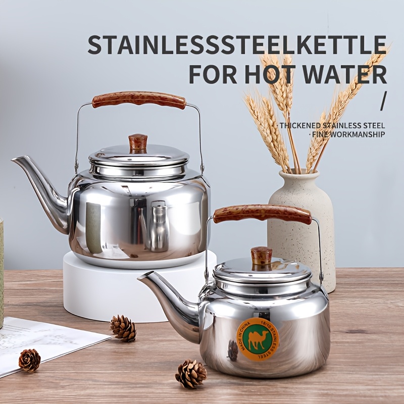 

A Stainless Steel Kettle, Lily Kettle, Outdoor Kettle, Boiling Kettle, Coffee Pot, Restaurant Kettle, With Selectable Capacity.