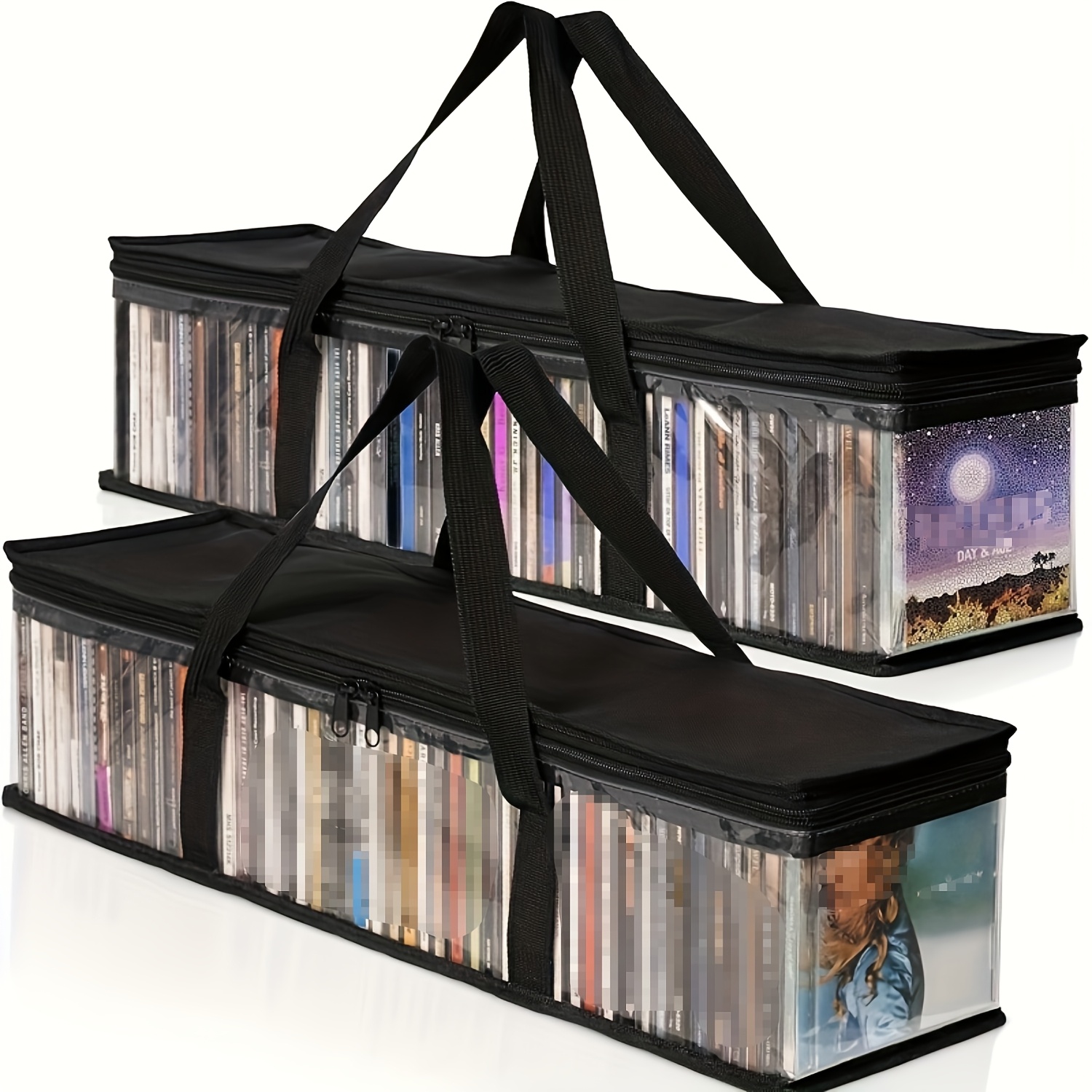Image of Clear Pvc Zippered Media Storage Case - Durable & Protective For Cds, Blu-ray Discs, Movies, Vhs Tapes, Video Games, Books, Music - Dust & Moisture Resistant Organizer, Trunks