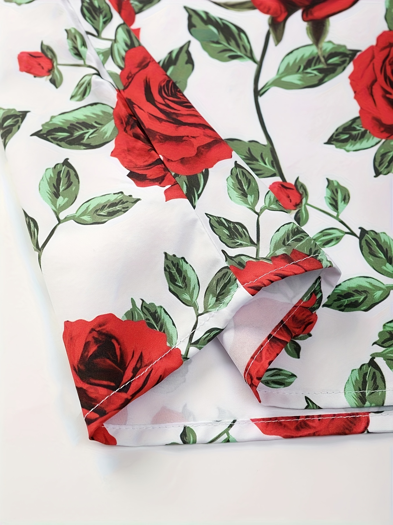 mens stylish rose botanical shirt short sleeve - Temu