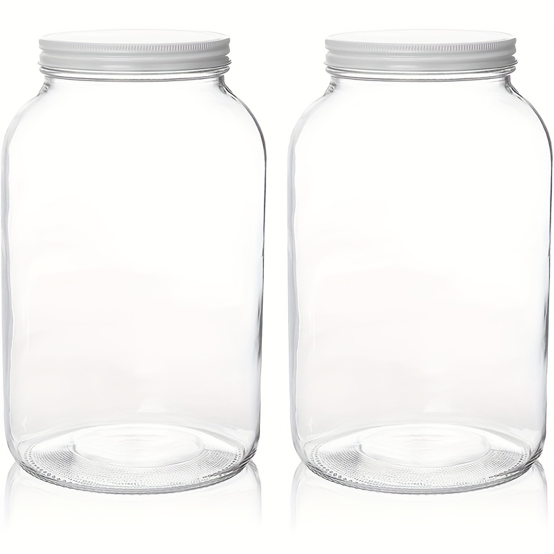 TEMU 1 Gallon Wide Mouth Sealed Glass Jar - Large Glass Jar For Fermentation, Pickling, Canning, Water Glass Eggs, Flour, And Food Storage (2pcs)