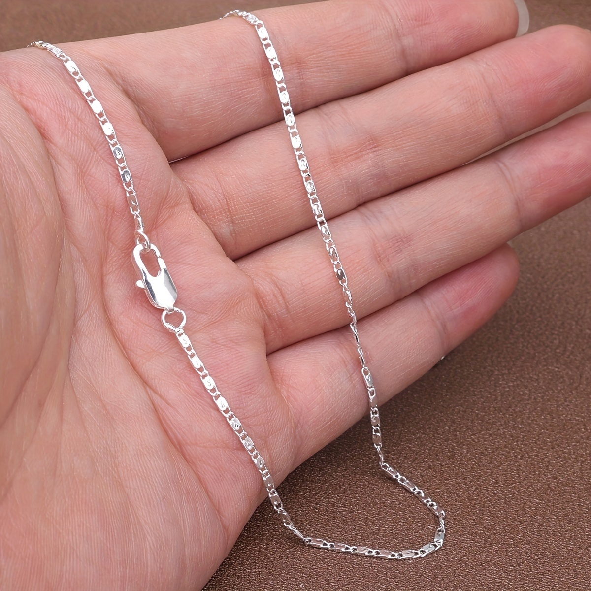 

1pc Elegant Silvery Plated Copper Chain Necklace, 2mm Hypoallergenic With Star Pieces, 16-30 Inches For , Wedding, Party, And Gifts