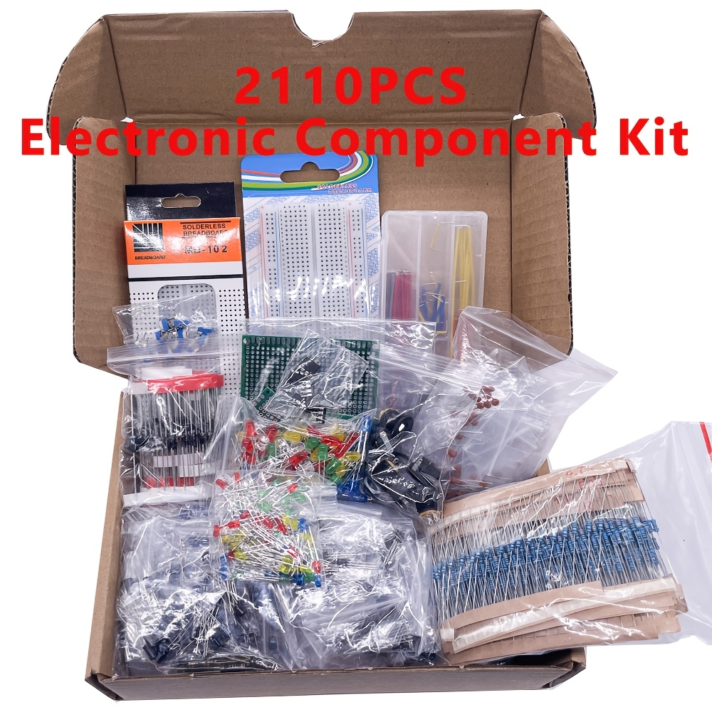 2110pcs electronic components kit   edition   common capacitors resistors t0 92 led pcb board dip ic breadboard