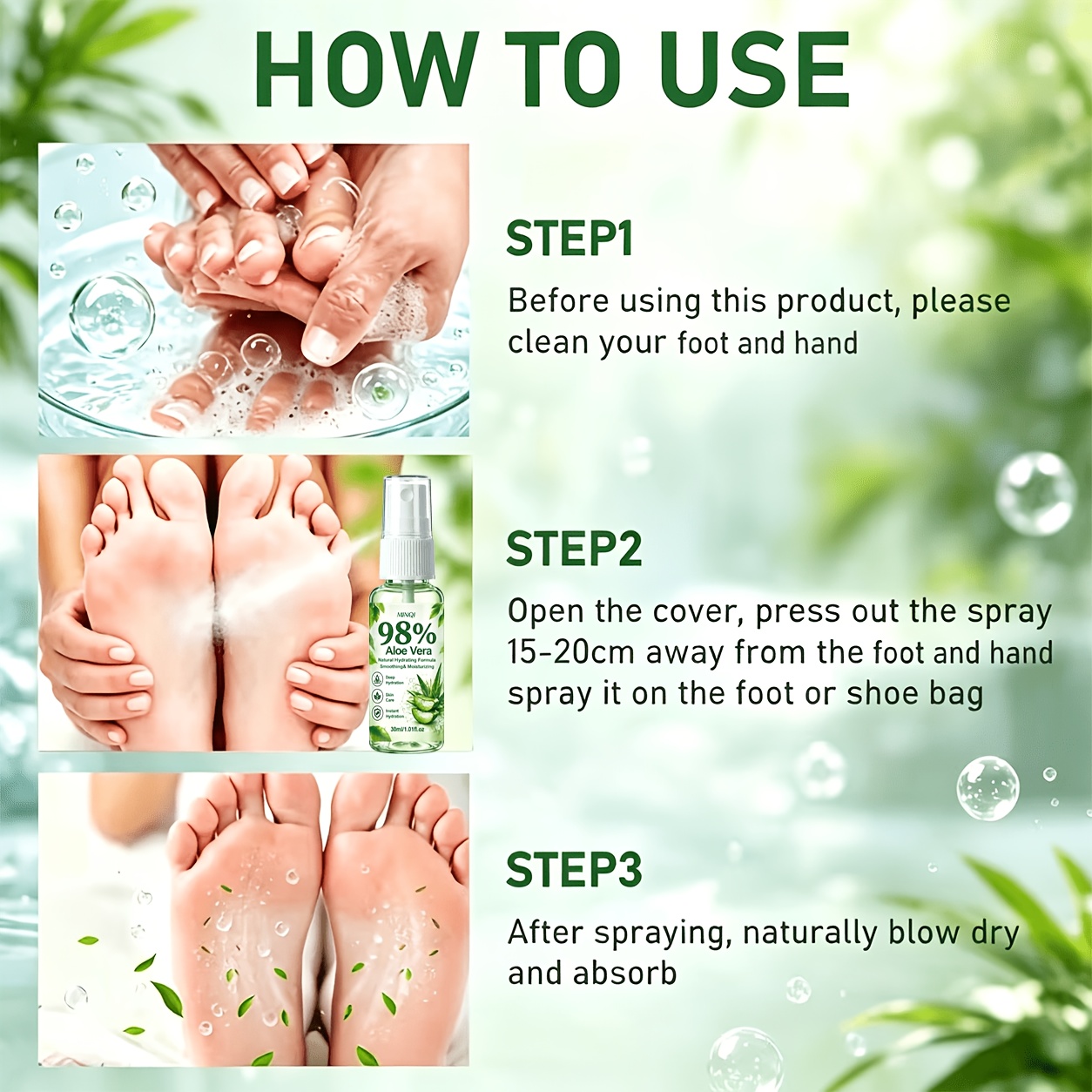 Fast-Absorbing 98% Aloe Vera Hand and Foot Moisturizing Spray