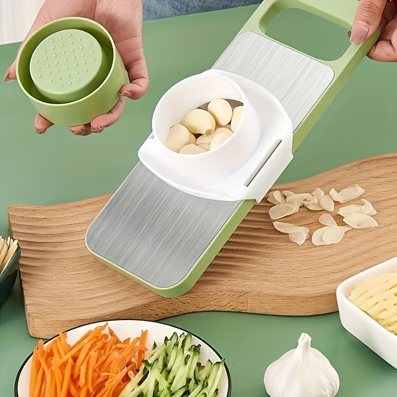 7pcs stainless steel multi function vegetable slicer and grater set with interchangeable blades manual kitchen gadget tool kit for potato carrot cucumber     Product details 1