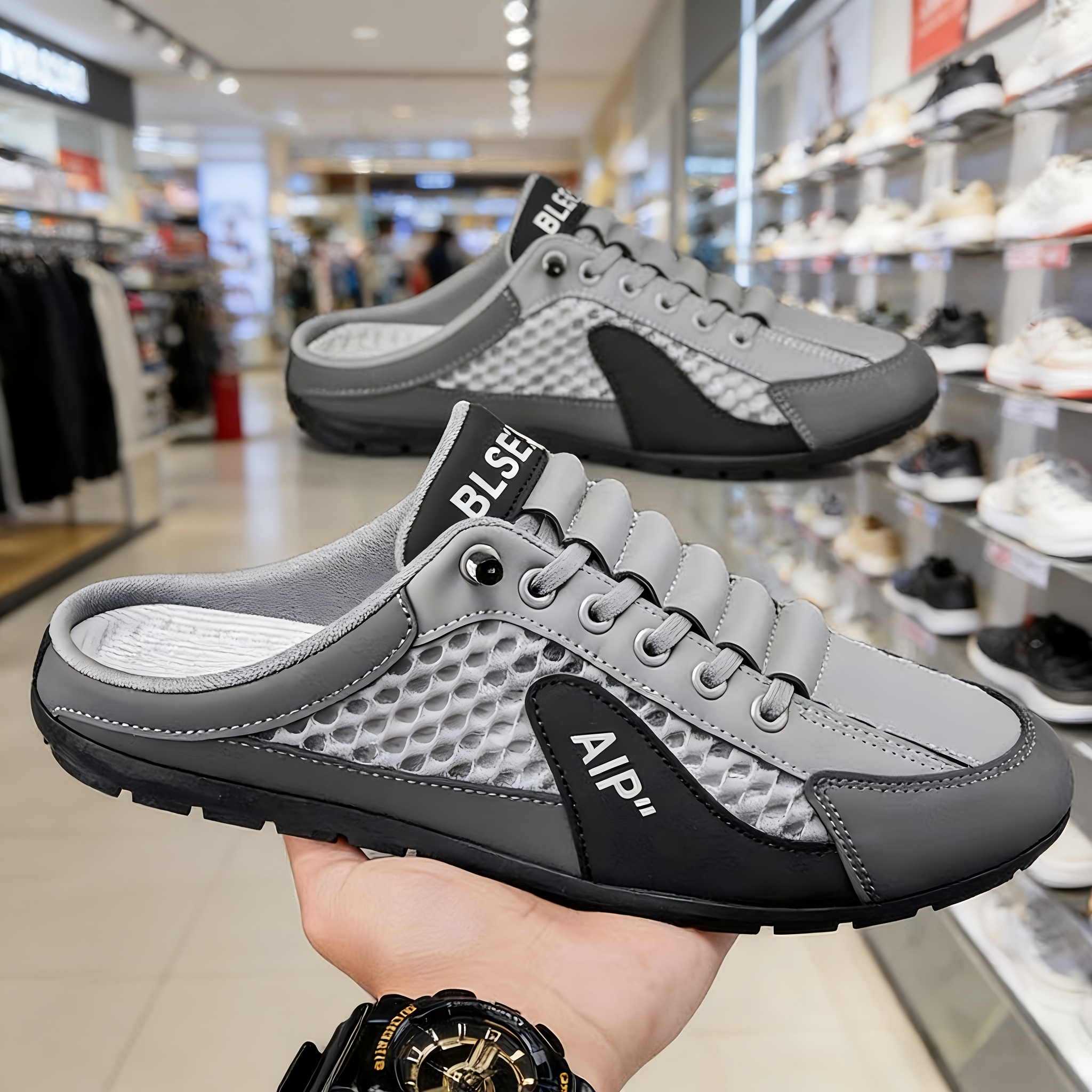TEMU Men's Mesh Semi-slipper 2025 Summer New Large-sized Men's Shoes, Soft-soled Comfortable Sports Casual Shoes, Men'-step Durable Lazy Bean Slipper
