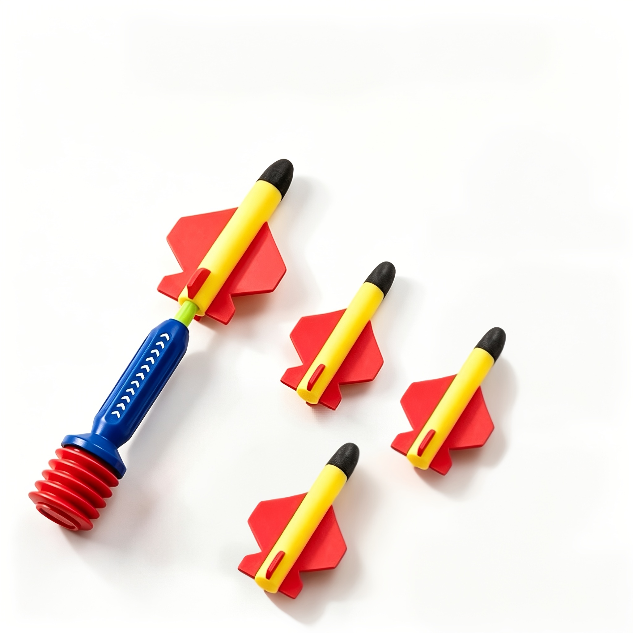 TEMU 5pcs Outdoor Sports Athletic Rocket Launch Toy Set, Single/double Person Family Gathering, Parent- Interactive Game, Safe Eva Soft Foam Rocket,