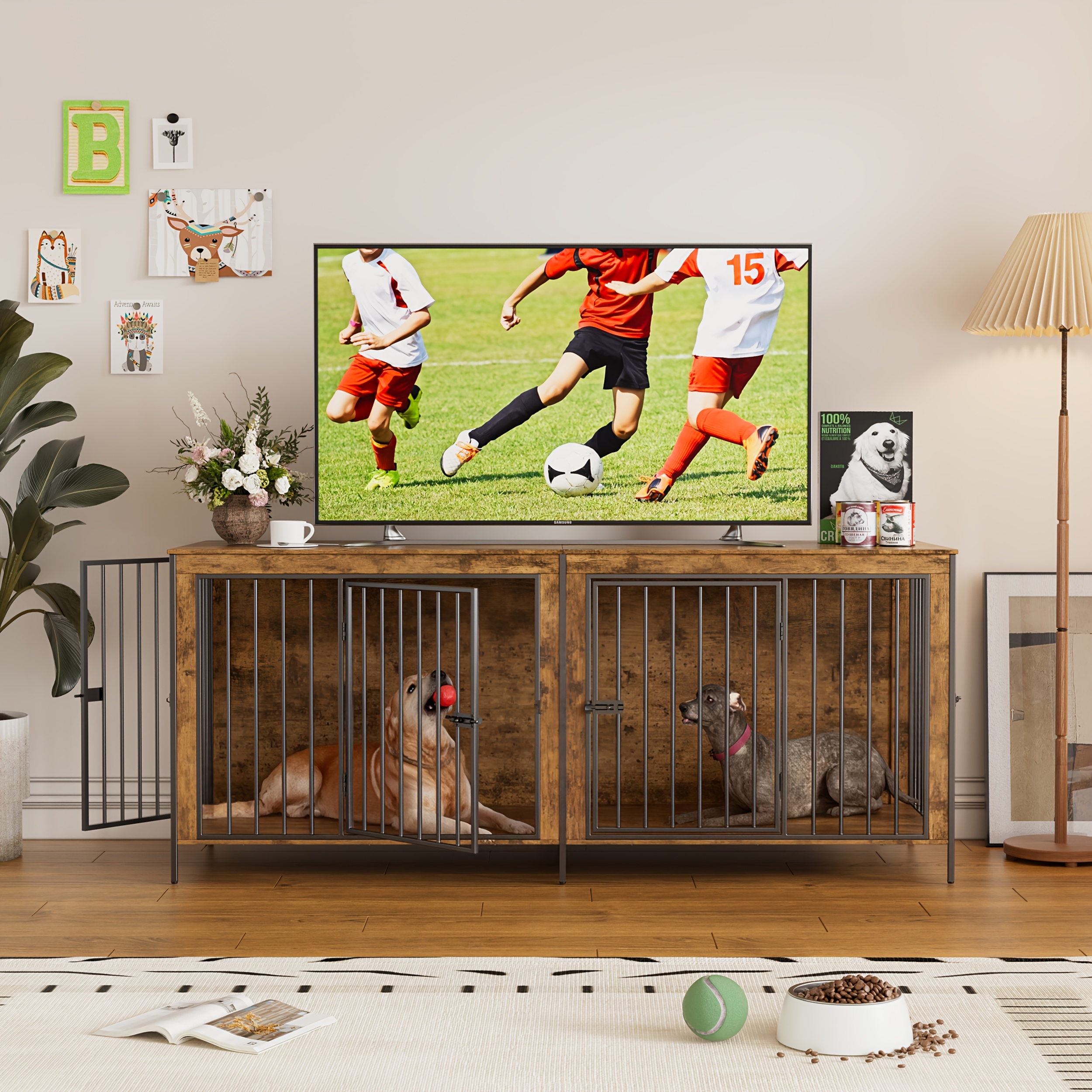 TEMU Wooden Dog Crate, Extra For Large Furniture Dog Crate, Home Dog Crate, Dog House Furniture For With Partitions, House With , Suitable For Large