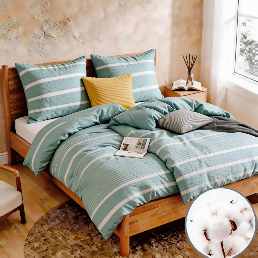 Image of 4-pcs 100% Bedding Set With Multiple Colors Cozy & Warm For Hidden Zipper & Dryer Safe Duvet Cover Set(135 * 200cm)
