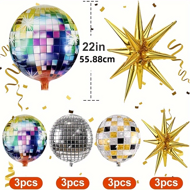 12pcs Disco Balloons Balloons Huge Golden Star Foil Balloons For ...