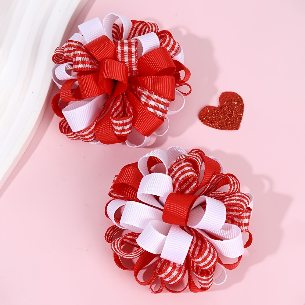 Image of 2pcs Elegant Hydrangea Floral Hair Clips For Grosgrain Ribbon Floral Hair Barrettes, Valentine's Additions For Short Or Long Hair