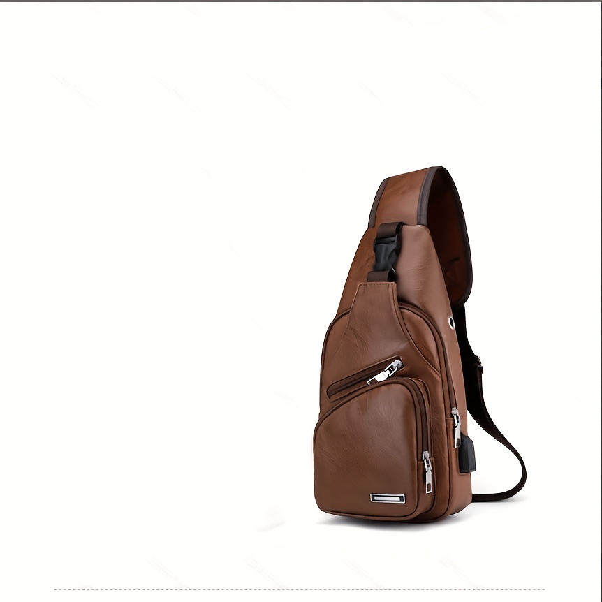 Men's Multi-functional Chest Bag, Vintage Casual Large Capacity Chest Bag, Suitable For Daily Commuting And Travel, Zipper Closure, Contrast , Crossbody Bag For Outdoor Leisure