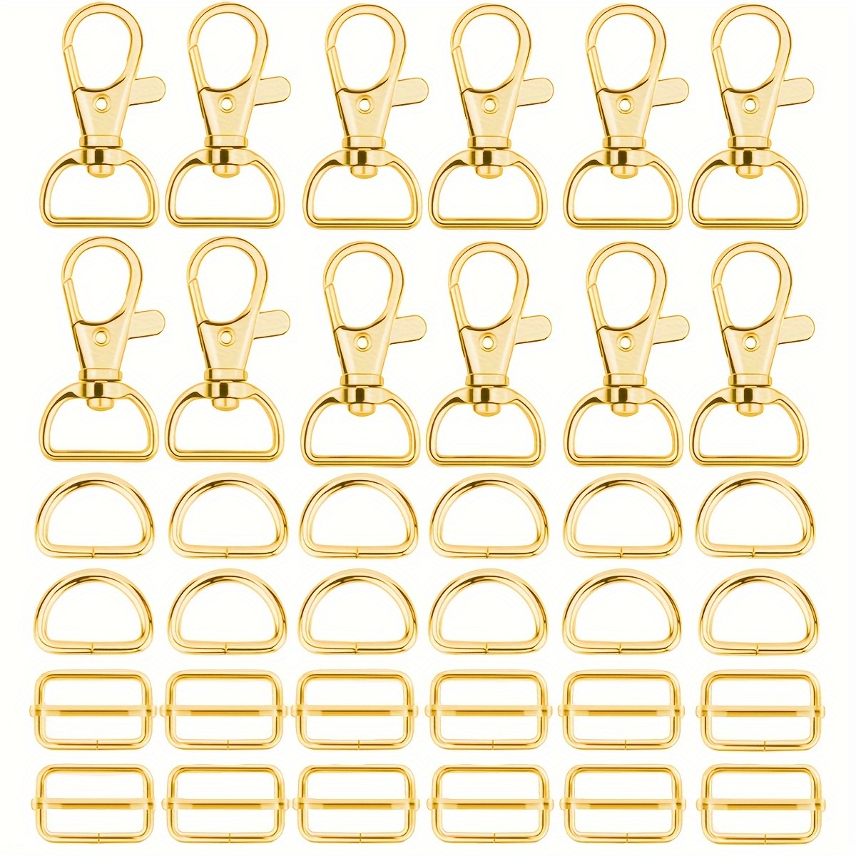 E-shop 60-teiliges Schlüsselanhänger-Schiebeschnalle D-förmiger Ringclip Metall Hummerklaue Schnalle Silberne Drehbare Schnalle Federhaken Hardware