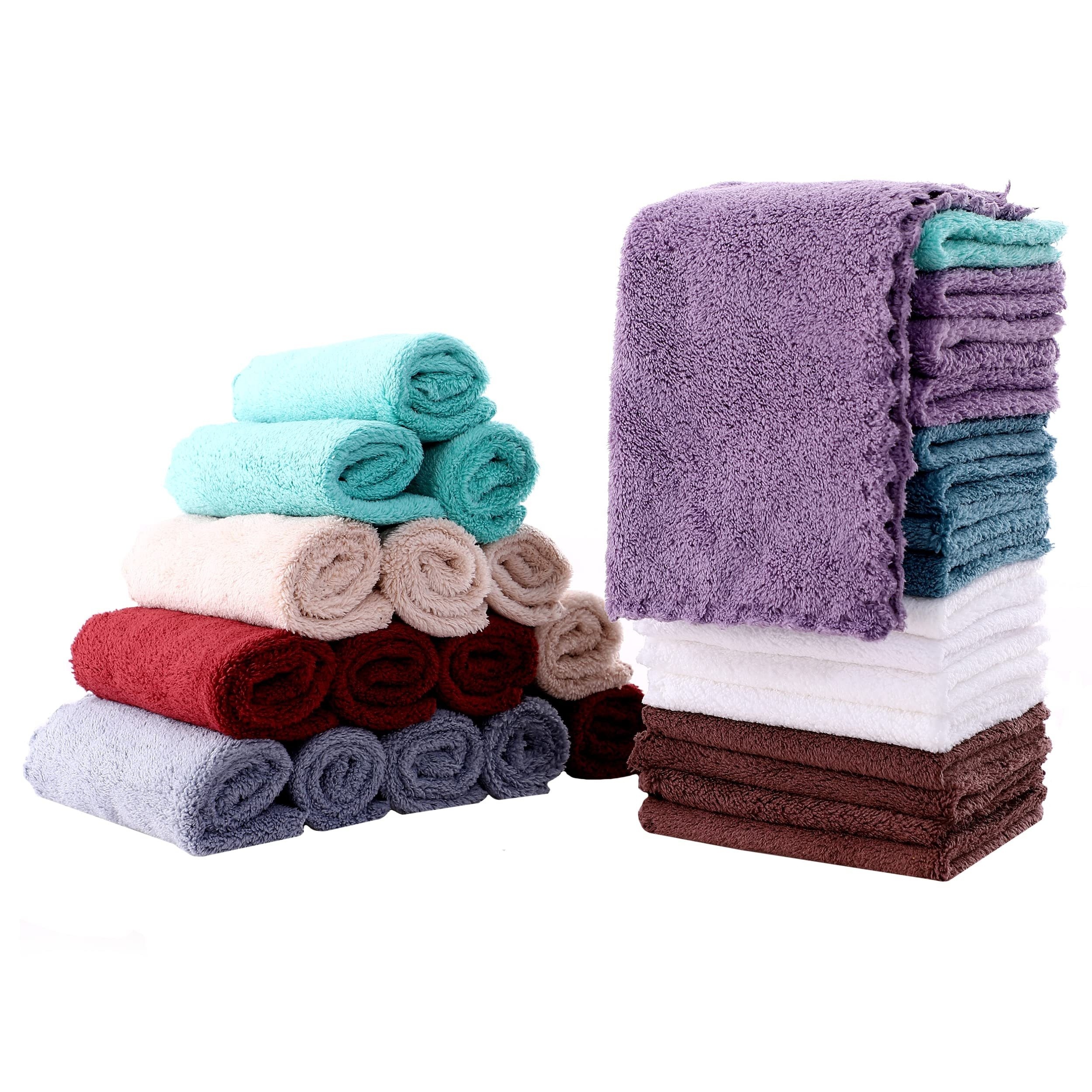 

20pcs Solid Color Washcloths, Simple Plain Face Cloth, Soft Absorbent Towel Small Face Towel, Bathroom Supplies Travel Accessories Bathroom Accessories