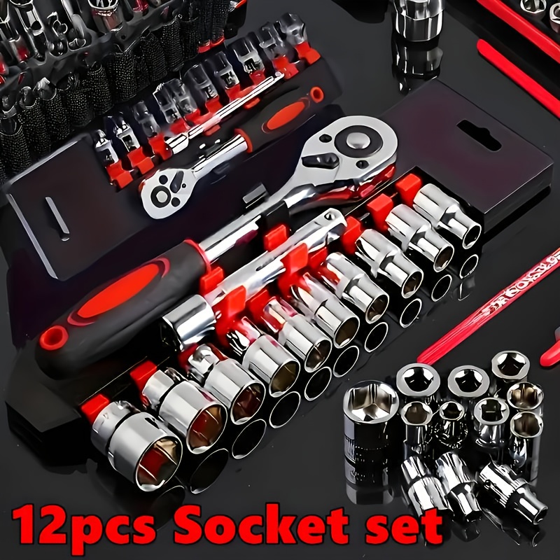 12pcs cr socket wrench set 1   high   for flexible operation in tight spaces with 24 tooth ratchet and extension bar durable plastic handle