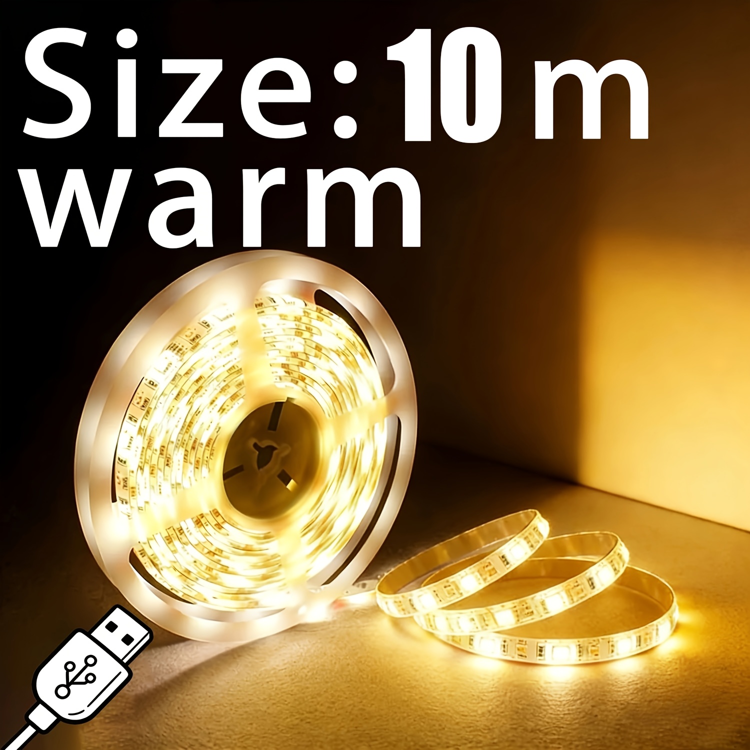 Cool Warm White Led Strip, 5v Usb Powered Self-adhesive Cuttable Light For Diy