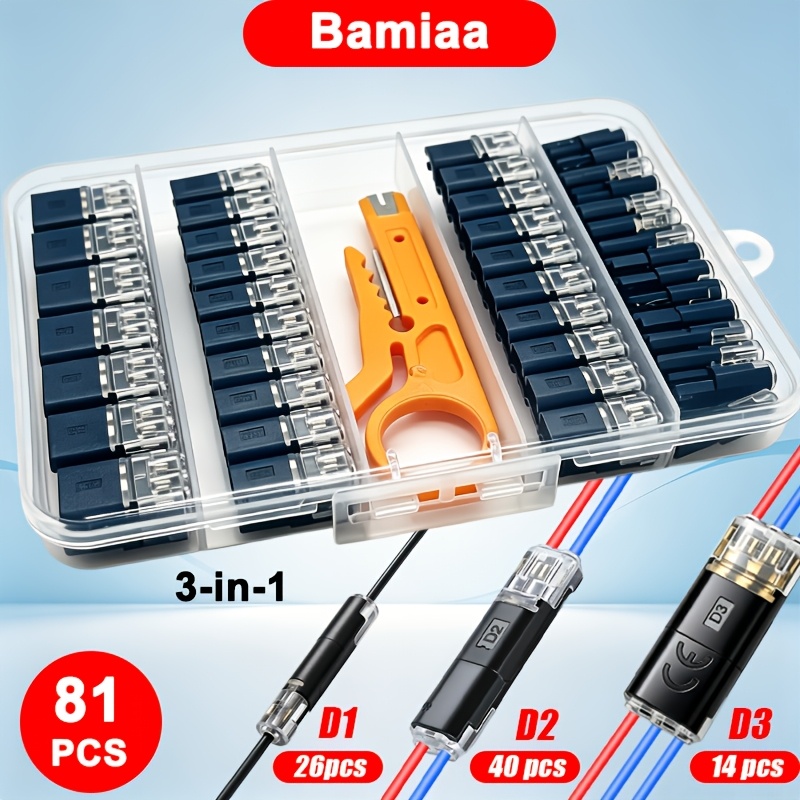 TEMU 81 stuks/28 stuks Snelle Plug-In 1-Pin 2-Pin 3-Pin Terminals, Geen Stripkabels Nodig, Insteek in Connectoren, Snelle Verbinding, 3-In-1 Set,
