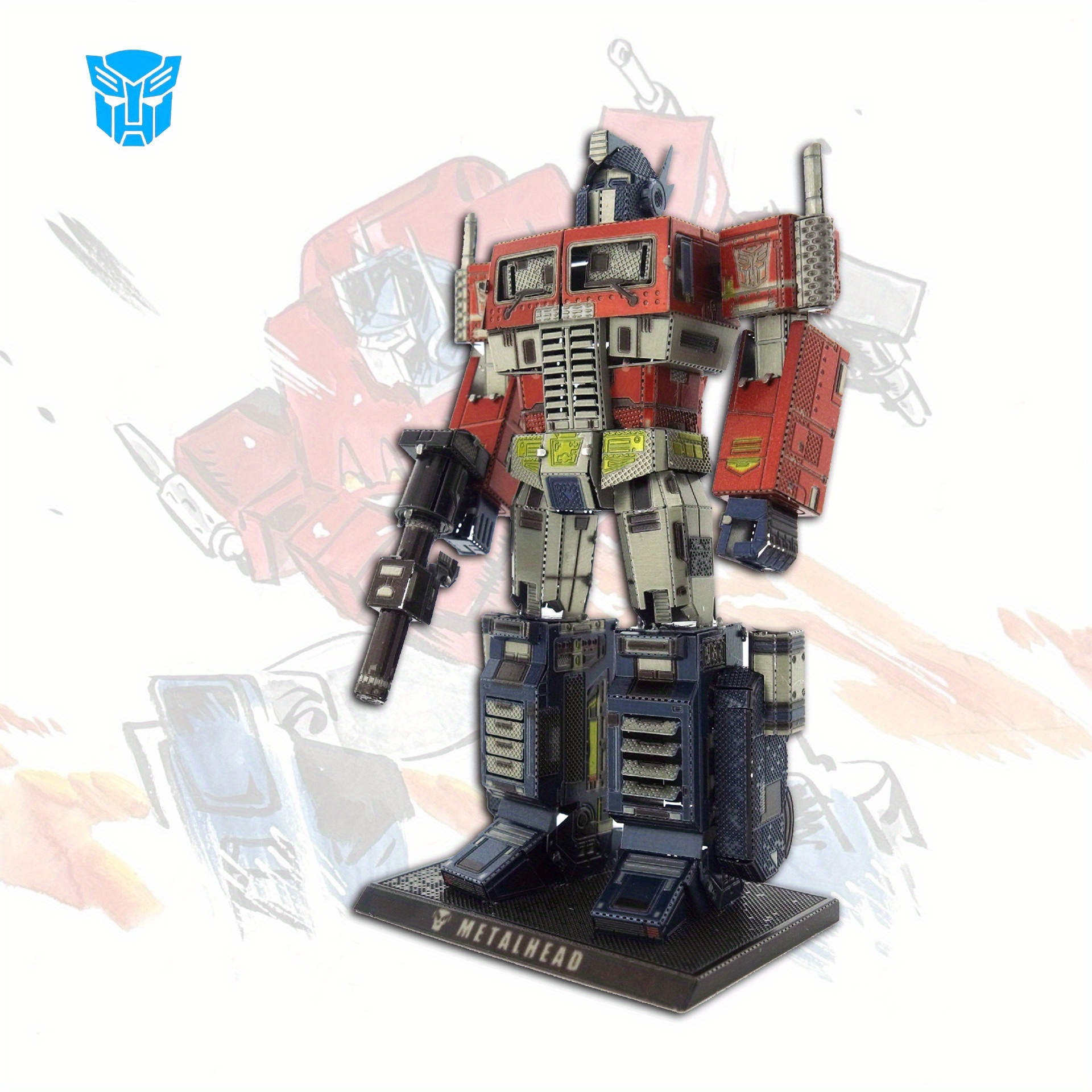Miniature figurine set, wild mold of Transformers, color Optimus Prime, metal DIY assembly model, no glue for 3D metal puzzle, birthday gift, brain exercise, holiday surprise